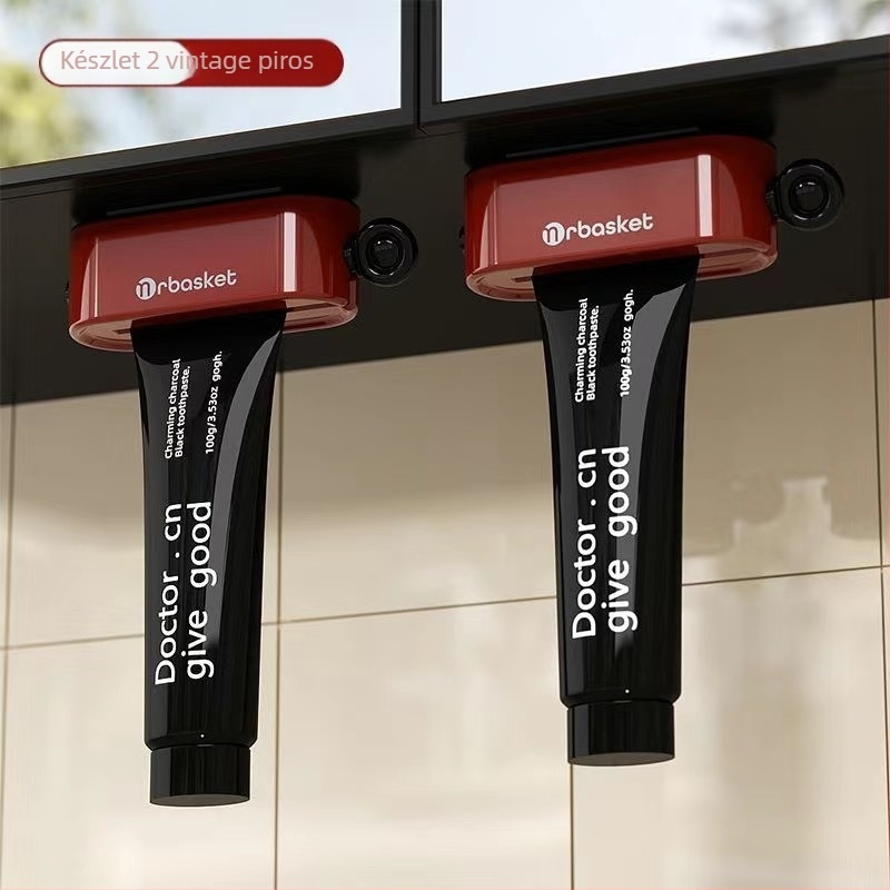 Mágneses fogkrém-adagoló falra szerelhető, tükör alatti szekrényhez, adagolja a fogkrémet, arctisztító és kézkrém