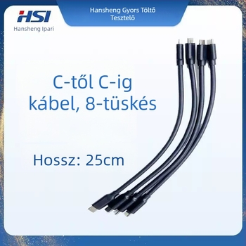 C–C nyolcszálú kábel, USB-A– USB-C tesztkábel, kompatibil Hansheng GTI60XX gyorstöltő teszterhez
