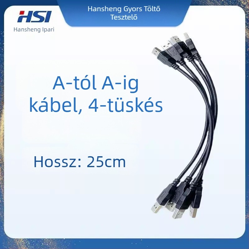 C–C nyolcszálú kábel, USB-A– USB-C tesztkábel, kompatibil Hansheng GTI60XX gyorstöltő teszterhez