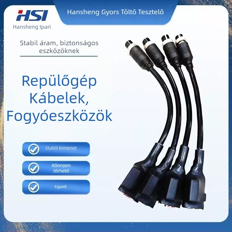 C–C nyolcszálú kábel, USB-A– USB-C tesztkábel, kompatibil Hansheng GTI60XX gyorstöltő teszterhez