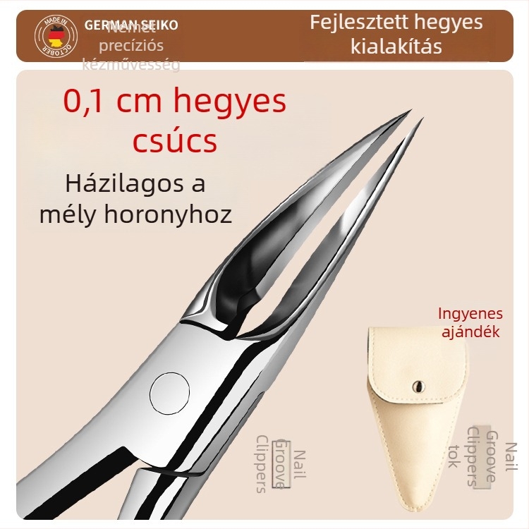 Benőtt körmökre tervezett körömápoló készlet — körömárokhoz illeszkedő csipesz, rozsdamentes acél, hordozható pedikűr eszköz