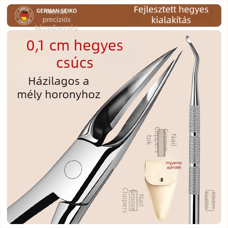 Benőtt körmökre tervezett körömápoló készlet — körömárokhoz illeszkedő csipesz, rozsdamentes acél, hordozható pedikűr eszköz