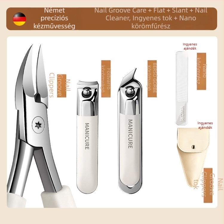 Benőtt körmökre tervezett körömápoló készlet — körömárokhoz illeszkedő csipesz, rozsdamentes acél, hordozható pedikűr eszköz