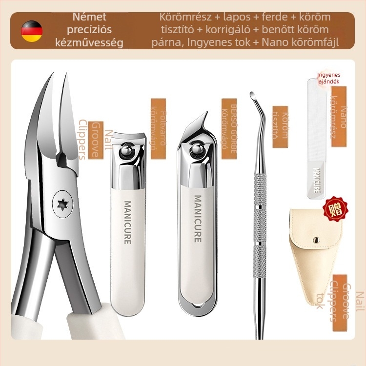 Benőtt körmökre tervezett körömápoló készlet — körömárokhoz illeszkedő csipesz, rozsdamentes acél, hordozható pedikűr eszköz
