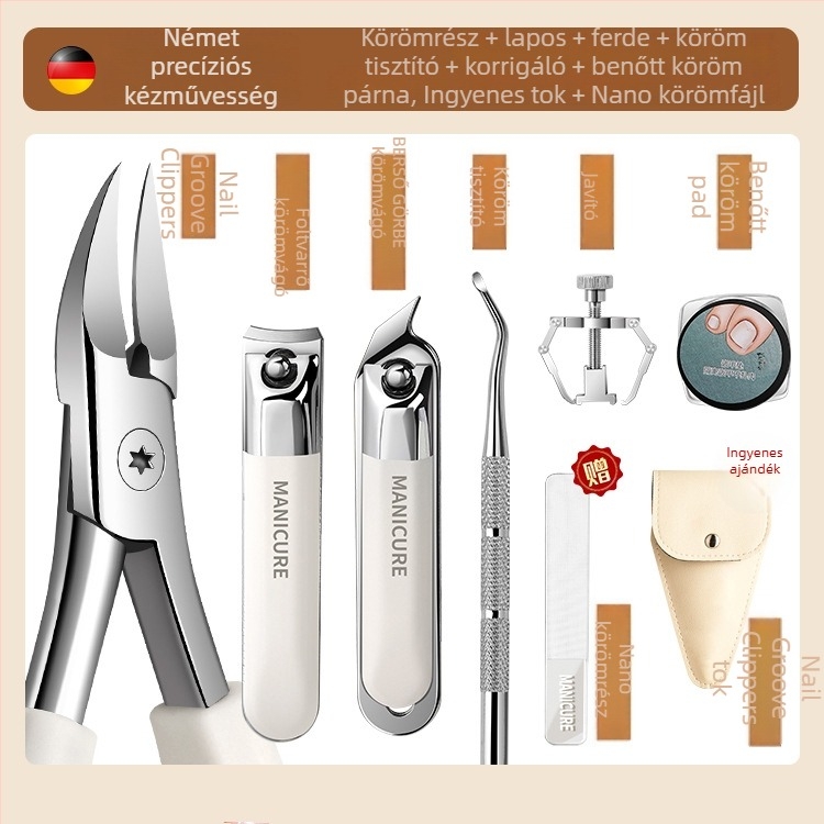Benőtt körmökre tervezett körömápoló készlet — körömárokhoz illeszkedő csipesz, rozsdamentes acél, hordozható pedikűr eszköz
