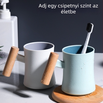 Szájöblítő és fogkefés pohár készlet, műanyag, otthoni használatra, hordozható, háromtagú család számára