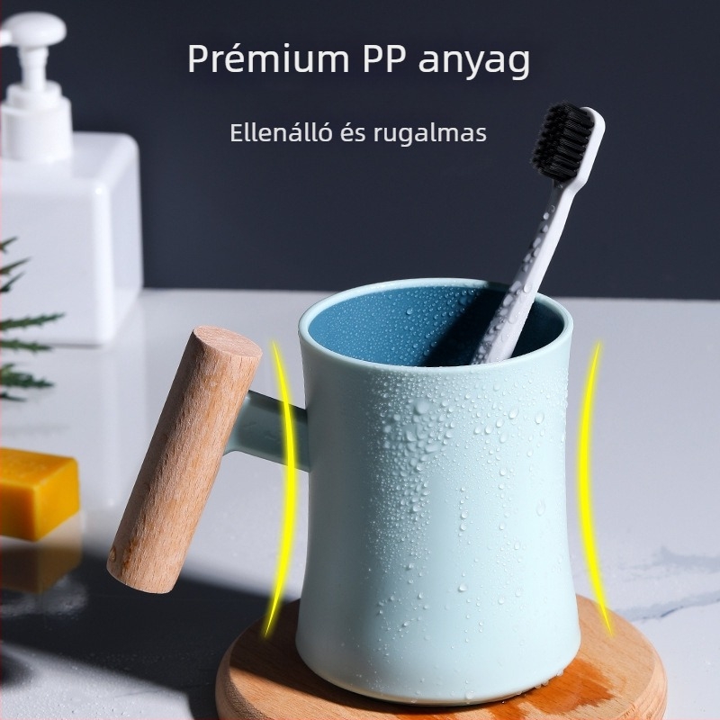 Szájöblítő és fogkefés pohár készlet, műanyag, otthoni használatra, hordozható, háromtagú család számára