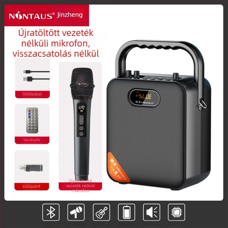 S18 hordozható hangszóró, fém és műanyag felépítés, modell S18