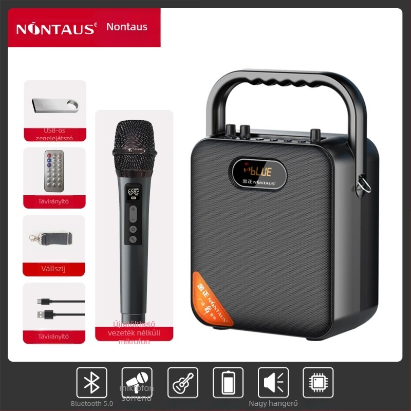 S18 hordozható hangszóró, fém és műanyag felépítés, modell S18