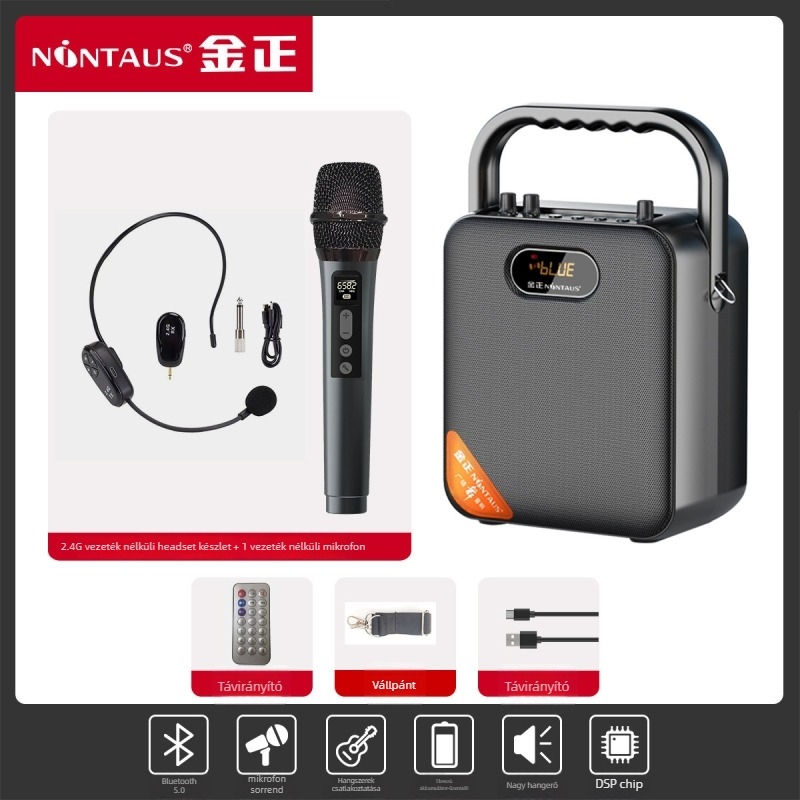 S18 hordozható hangszóró, fém és műanyag felépítés, modell S18