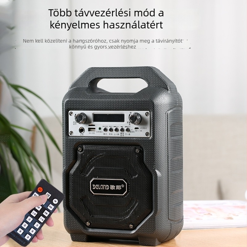 Kültéri hordozható hangfal négyzetes tánchoz: Bluetooth 5.0, IPX2 vízálló, 15W kimenet, beépített 2000–4000mAh akkumulátor, 15 m működési távolság