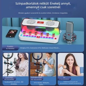 Beépített hangkártya és hangszóró mobilokra és számítógépekre, Bluetooth 5.3, 2 csatorna, 100 Hz–20 kHz, SNR ≥95 dB, 10 W.