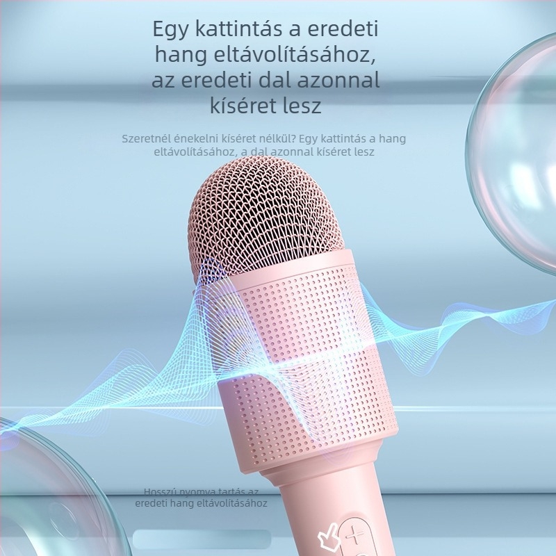 Beépített mikrofonnal rendelkező vezeték nélküli Bluetooth mikrofon; Bluetooth 5.0, beépített 800–1000 mAh akkumulátor, üzemidő 3–6 óra, frekvenciatartomány 100 Hz–20 kHz, otthonra, számítógépre és színpadra