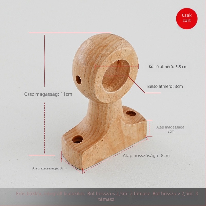 Függönyrúdtartó, masszív bükkfa, japán római stílus, márka Teren, testreszabás nélküli