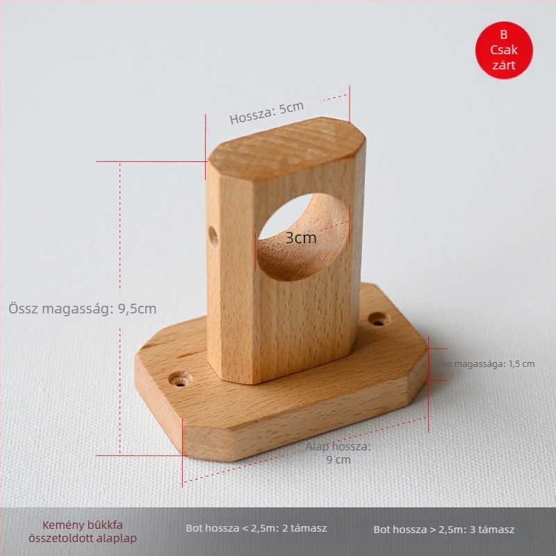 Függönyrúdtartó, masszív bükkfa, japán római stílus, márka Teren, testreszabás nélküli