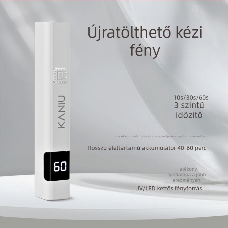 Köröm-művészeti szárító lámpa — gyors száradás, kézi használat, hordozható, újratölthető, állvánnyal