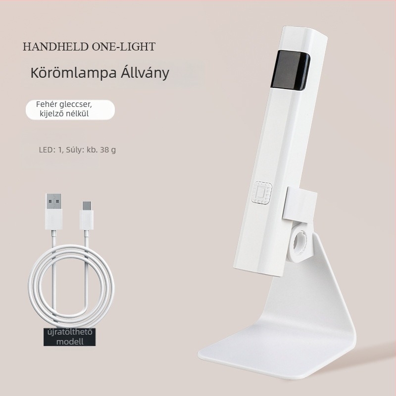 Manikűr LED lámpa – egyvonalas dizájn, állvánnyal, hordozható, újratölthető, kijelzővel (Modell Mini-lz01; Termékkód Mini-lz01 nail art one-line lamp; Márka típusa: OEM; Import: Nem)