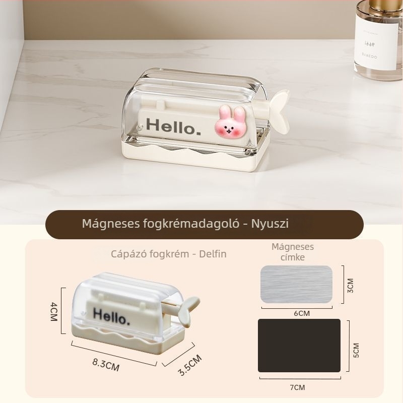 Tükrös szekrény fogkrémnyomóval, levehető arc- és törölközőtartó, elektromos fogkefetároló, alsó fogkefetartó, mágneses fürdőszobai doboz