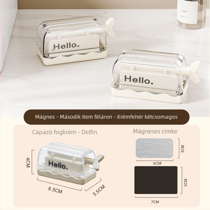 Tükrös szekrény fogkrémnyomóval, levehető arc- és törölközőtartó, elektromos fogkefetároló, alsó fogkefetartó, mágneses fürdőszobai doboz