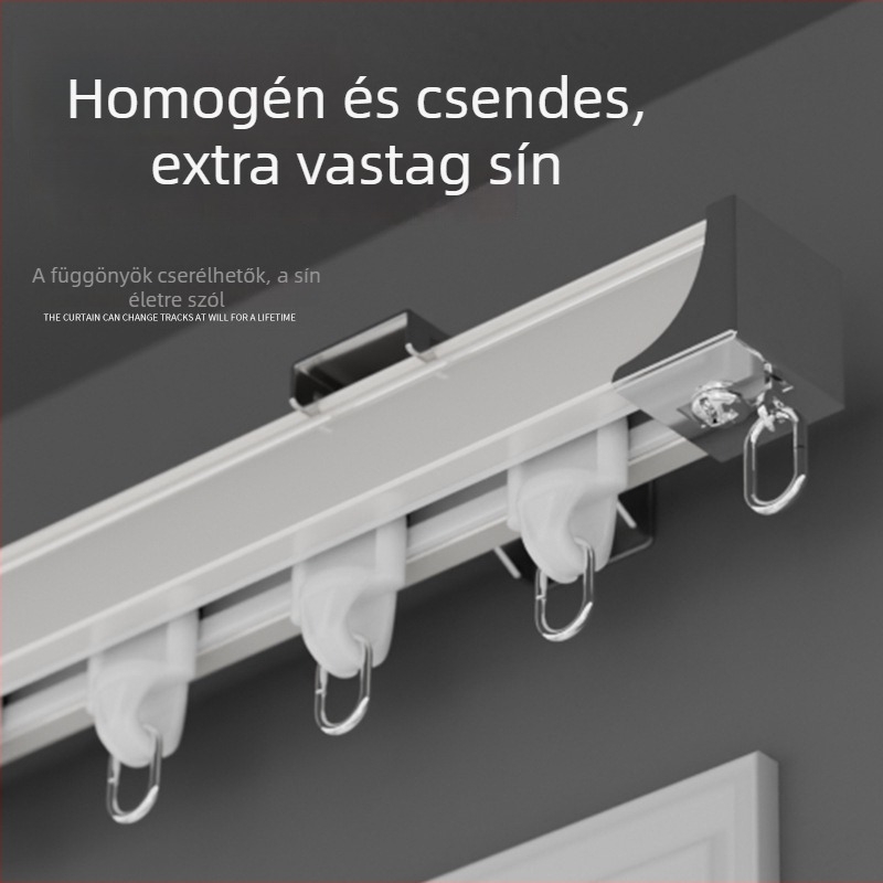 Shuyu alumínium ötvözetű függöny sín, csendes működés - oldalsó felszerelés, egyenes sín, dupla sín, személyre szabható