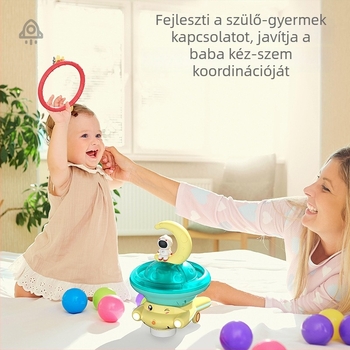 ABS anyagú amfíbiai vízijáték, bolygó alakú, vízsugár és elektromos hang- és fényhatásokkal, 0–3 éves babáknak
