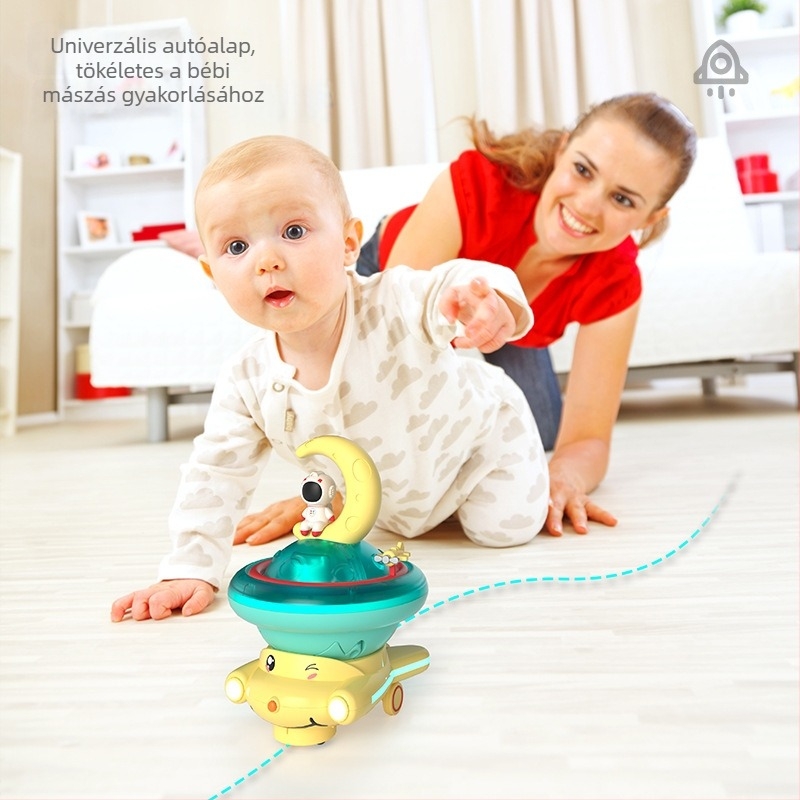 ABS anyagú amfíbiai vízijáték, bolygó alakú, vízsugár és elektromos hang- és fényhatásokkal, 0–3 éves babáknak