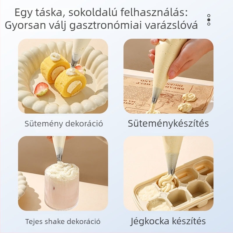 Díszítő krémzsák – vastagított egyszer használatos krémszák süteményekhez és sütikhez, PE anyag, 100 db/csomag, sütőeszközök, Zhili Packaging