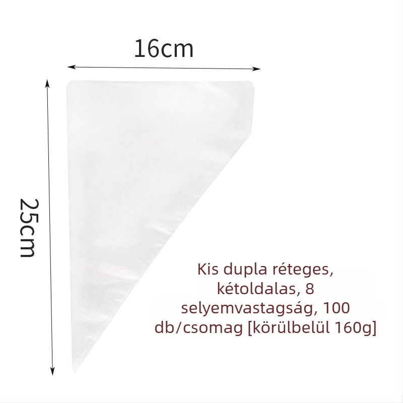 Díszítő krémzsák – vastagított egyszer használatos krémszák süteményekhez és sütikhez, PE anyag, 100 db/csomag, sütőeszközök, Zhili Packaging