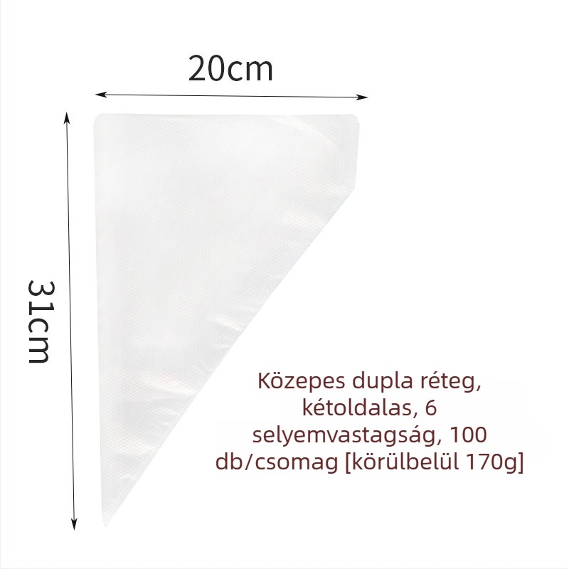 Díszítő krémzsák – vastagított egyszer használatos krémszák süteményekhez és sütikhez, PE anyag, 100 db/csomag, sütőeszközök, Zhili Packaging