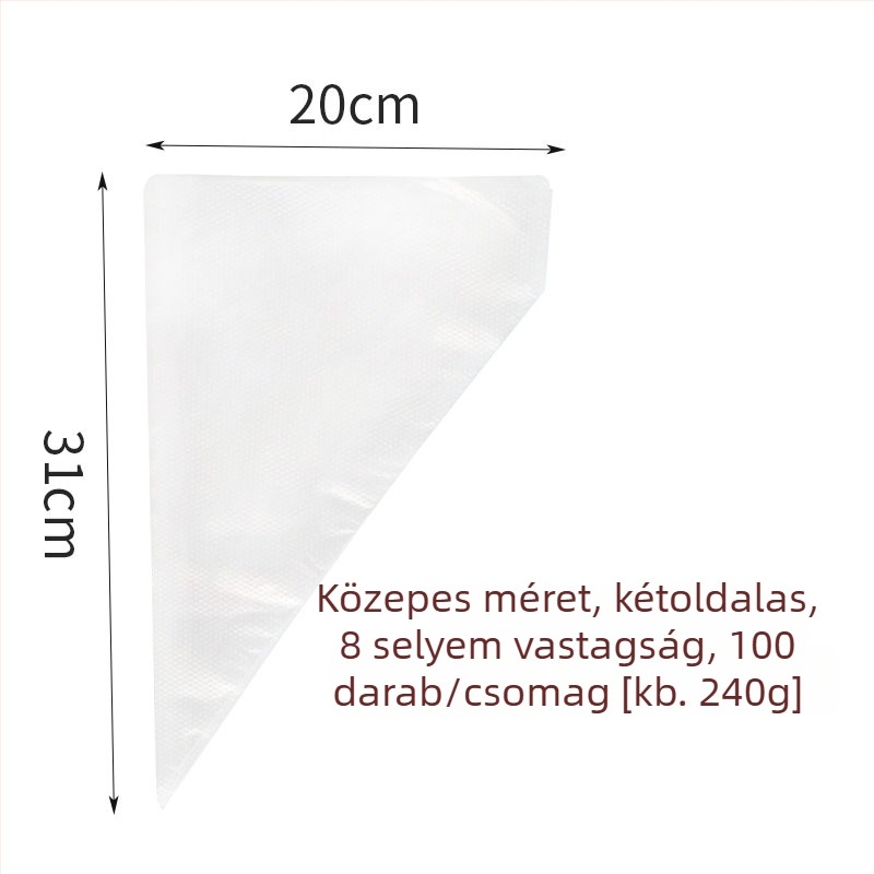 Díszítő krémzsák – vastagított egyszer használatos krémszák süteményekhez és sütikhez, PE anyag, 100 db/csomag, sütőeszközök, Zhili Packaging