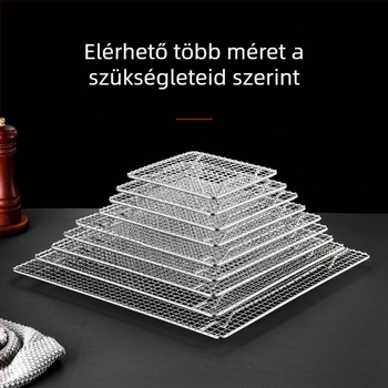 BBQ grillrács – 304 rozsdamentes acélból, négyszögletes alakú, masszív, bevonat nélküli háló