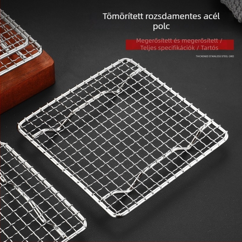 BBQ grillrács – 304 rozsdamentes acélból, négyszögletes alakú, masszív, bevonat nélküli háló