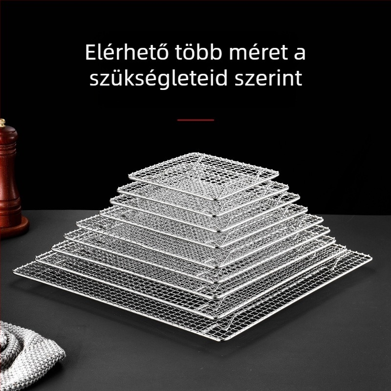 BBQ grillrács – 304 rozsdamentes acélból, négyszögletes alakú, masszív, bevonat nélküli háló