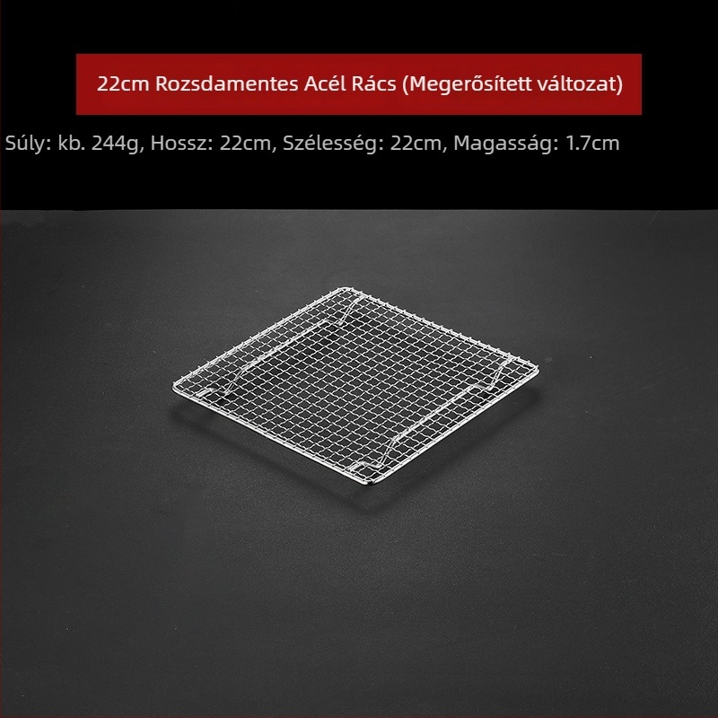 BBQ grillrács – 304 rozsdamentes acélból, négyszögletes alakú, masszív, bevonat nélküli háló