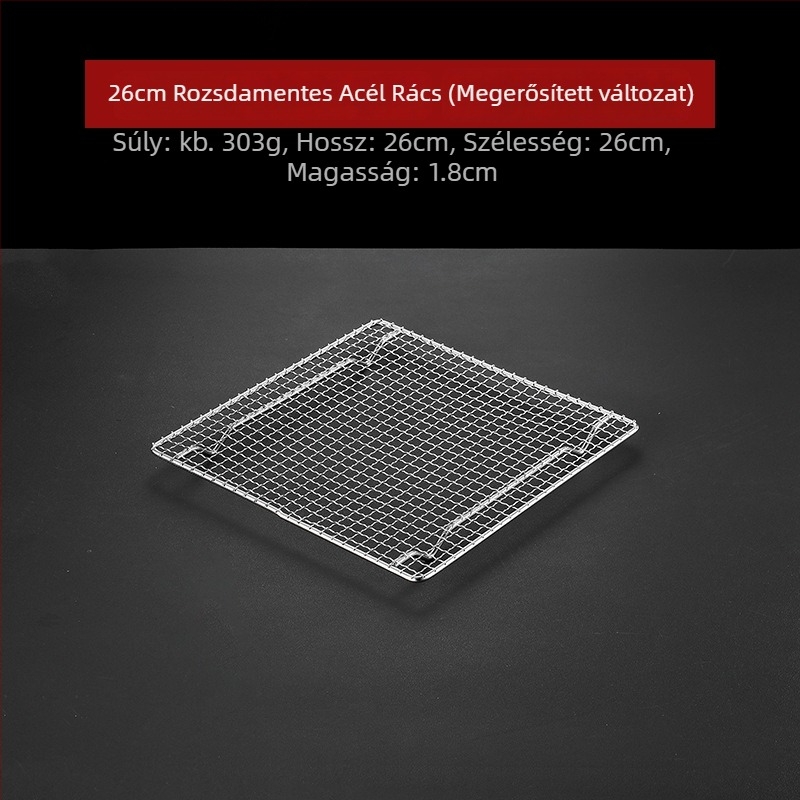 BBQ grillrács – 304 rozsdamentes acélból, négyszögletes alakú, masszív, bevonat nélküli háló