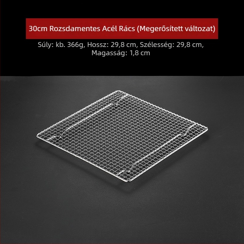 BBQ grillrács – 304 rozsdamentes acélból, négyszögletes alakú, masszív, bevonat nélküli háló
