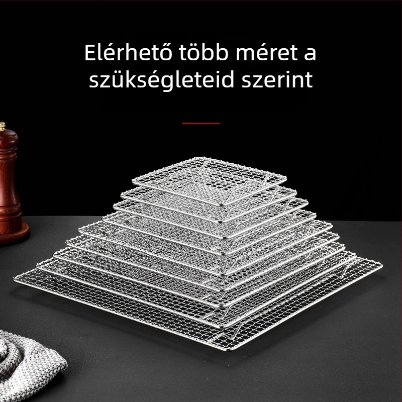 BBQ grillrács – 304 rozsdamentes acélból, négyszögletes alakú, masszív, bevonat nélküli háló