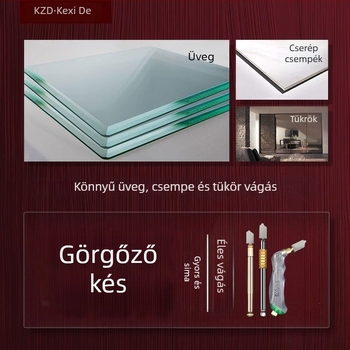 Üveg- és csempevágó kézi eszköz görgős gyémántkoronggal - többfunkciós (otthoni használat)
