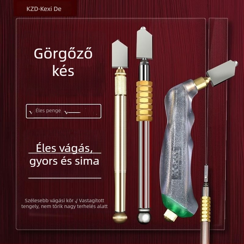 Üveg- és csempevágó kézi eszköz görgős gyémántkoronggal - többfunkciós (otthoni használat)