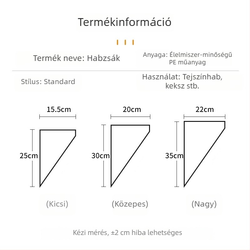 Hongping egyszer használatos élelmiszer-minőségű nyomózsák, vastag, átlátszó, krémmel történő díszítésre tortákhoz