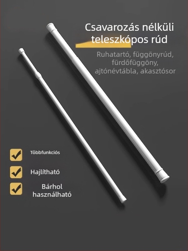 Teleszkópos függönyrú – fúrás nélküli felszerelés, mini kihúzható, zuhanyzókhoz és fürdőszobához, teherbíró