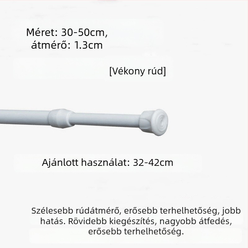 Vasból készült teleszkópos függönyrúd – fúrás nélkül, állítható, többfunkciós ablakhoz, ruhásszekrényhez, ajtóhoz, erkélyhez, fürdőszobához