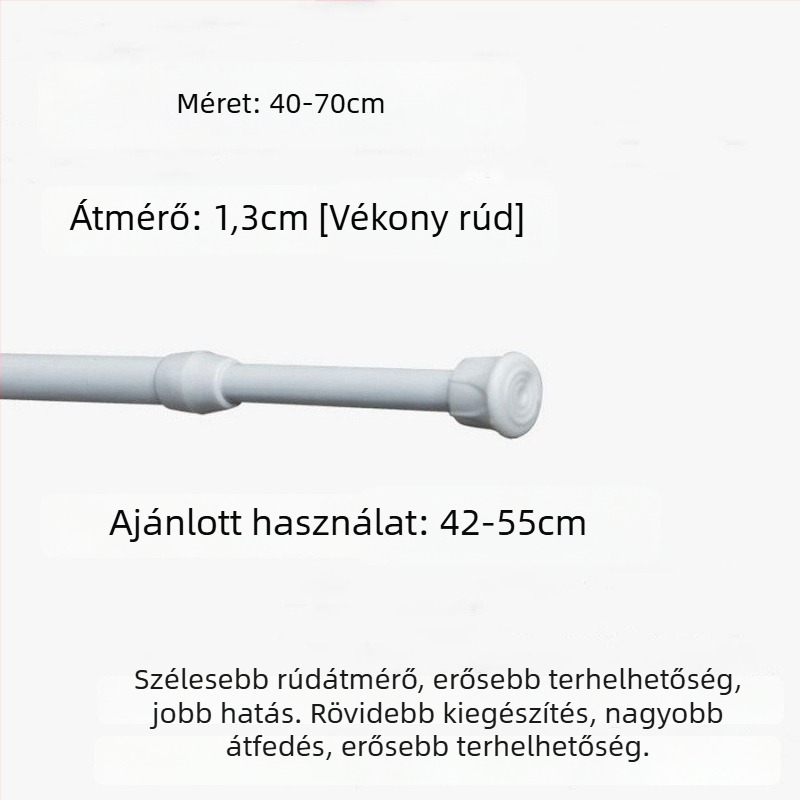 Vasból készült teleszkópos függönyrúd – fúrás nélkül, állítható, többfunkciós ablakhoz, ruhásszekrényhez, ajtóhoz, erkélyhez, fürdőszobához