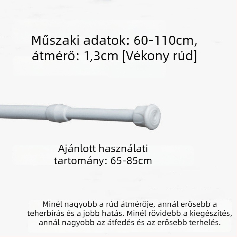 Vasból készült teleszkópos függönyrúd – fúrás nélkül, állítható, többfunkciós ablakhoz, ruhásszekrényhez, ajtóhoz, erkélyhez, fürdőszobához