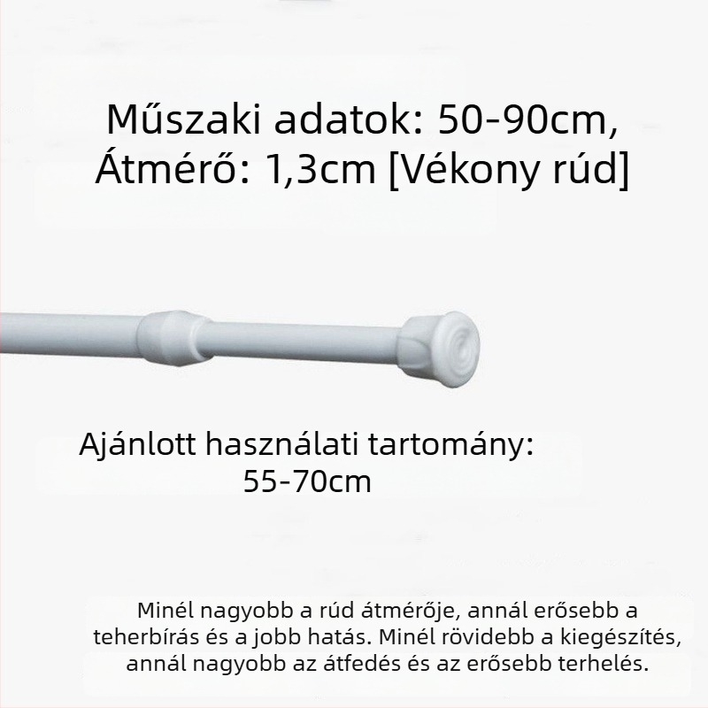 Vasból készült teleszkópos függönyrúd – fúrás nélkül, állítható, többfunkciós ablakhoz, ruhásszekrényhez, ajtóhoz, erkélyhez, fürdőszobához