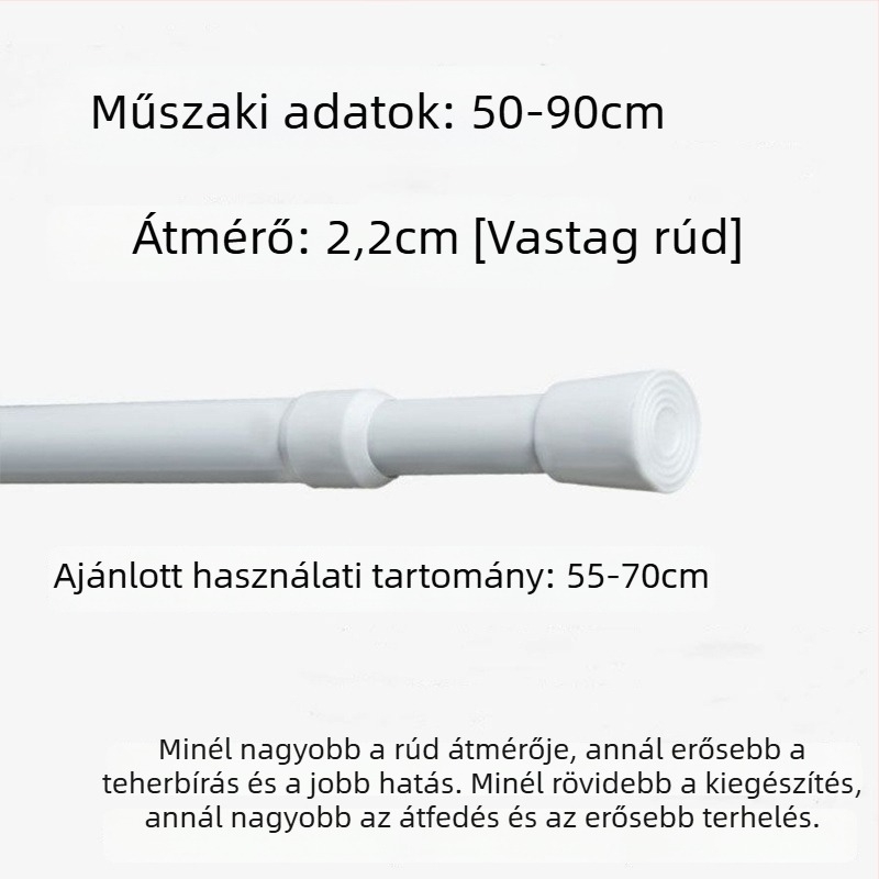 Vasból készült teleszkópos függönyrúd – fúrás nélkül, állítható, többfunkciós ablakhoz, ruhásszekrényhez, ajtóhoz, erkélyhez, fürdőszobához
