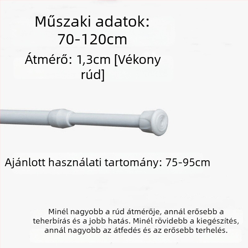 Vasból készült teleszkópos függönyrúd – fúrás nélkül, állítható, többfunkciós ablakhoz, ruhásszekrényhez, ajtóhoz, erkélyhez, fürdőszobához