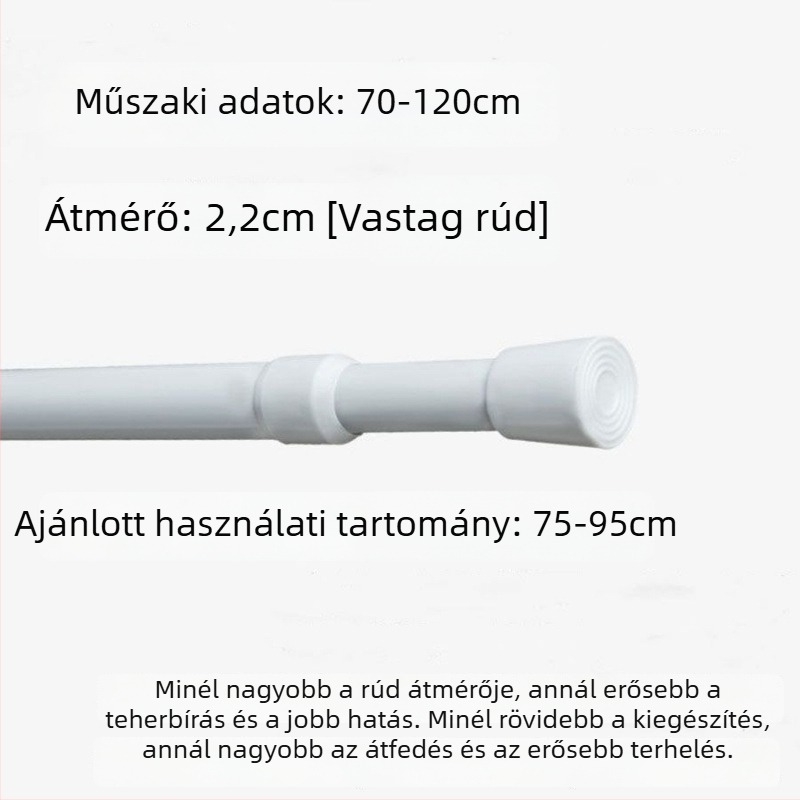 Vasból készült teleszkópos függönyrúd – fúrás nélkül, állítható, többfunkciós ablakhoz, ruhásszekrényhez, ajtóhoz, erkélyhez, fürdőszobához