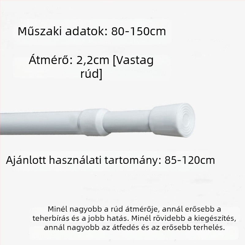 Vasból készült teleszkópos függönyrúd – fúrás nélkül, állítható, többfunkciós ablakhoz, ruhásszekrényhez, ajtóhoz, erkélyhez, fürdőszobához
