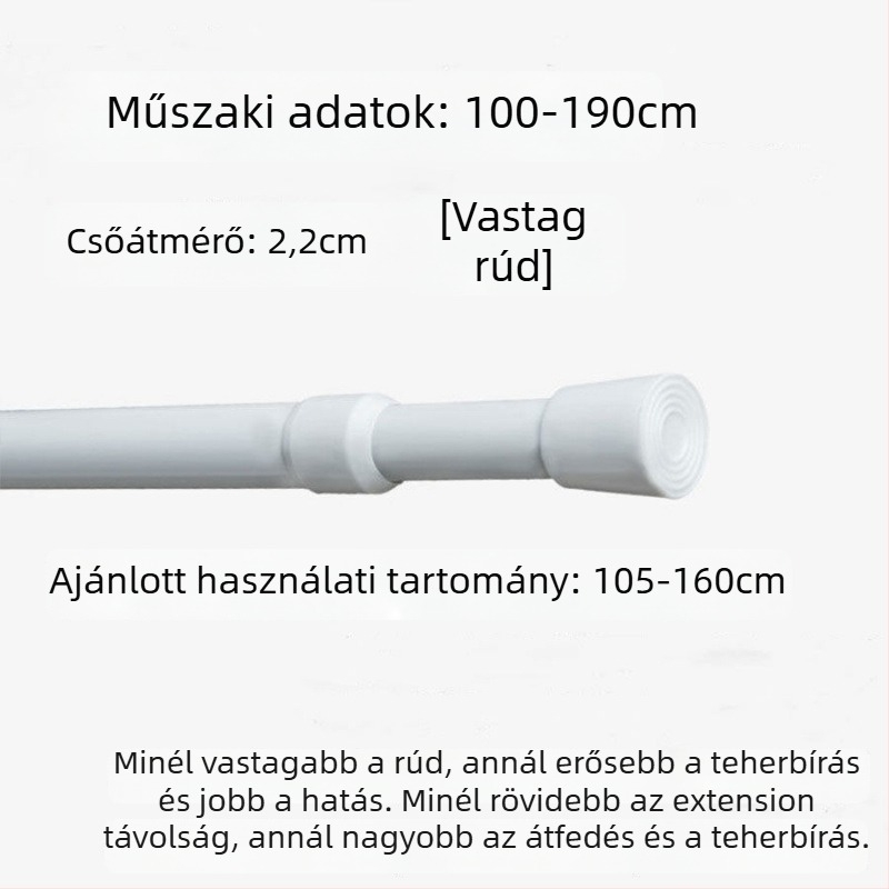 Vasból készült teleszkópos függönyrúd – fúrás nélkül, állítható, többfunkciós ablakhoz, ruhásszekrényhez, ajtóhoz, erkélyhez, fürdőszobához